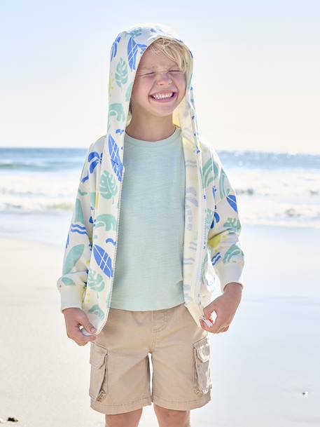 Surf Print Zip-Up Hoodie for Boys printed white - vertbaudet enfant 