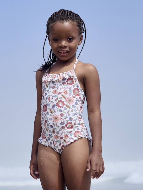 One-Piece Swimsuit, Ties at the Neck, for Girls ecru - vertbaudet enfant 