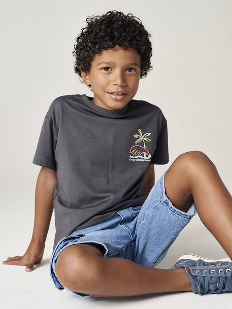 T-shirt garçon motifs devant et dos anthracite+blanc+bleu ciel+bleu océan+bois de rose - vertbaudet enfant 