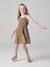 Robe à bretelles fille en gaze de coton beige+corail+sable+vert émeraude - vertbaudet enfant 