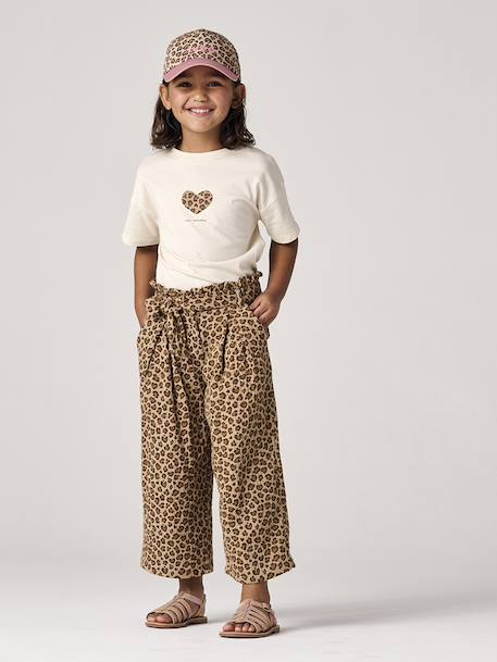 Short-sleeved printed T-shirt for girls anthracite+beige+pale yellow+sandy beige+vanilla - vertbaudet enfant 