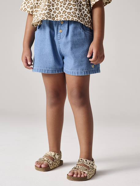 Short fille en denim léger facile à enfiler stone - vertbaudet enfant 