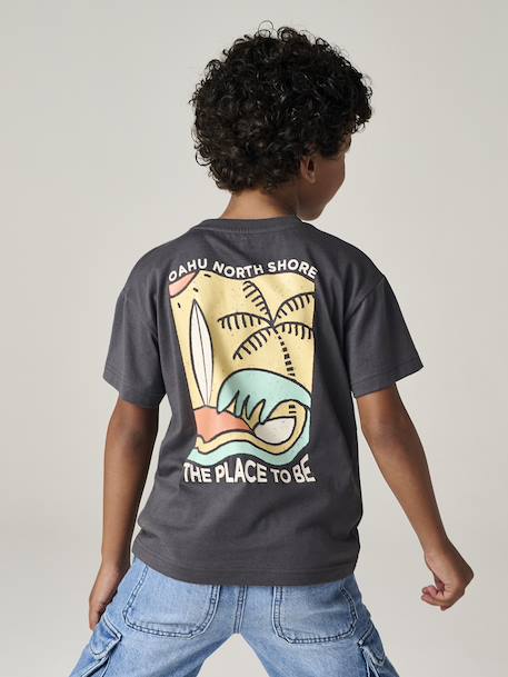 T-shirt garçon motifs devant et dos anthracite+blanc+bleu ciel+bleu océan+bois de rose - vertbaudet enfant 