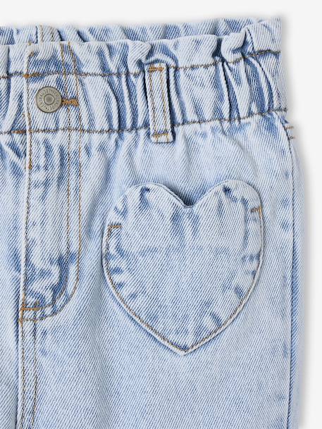 Jean fille paperbag poches coeur bleu clair+bleu moyen+denim brut+denim gris - vertbaudet enfant 