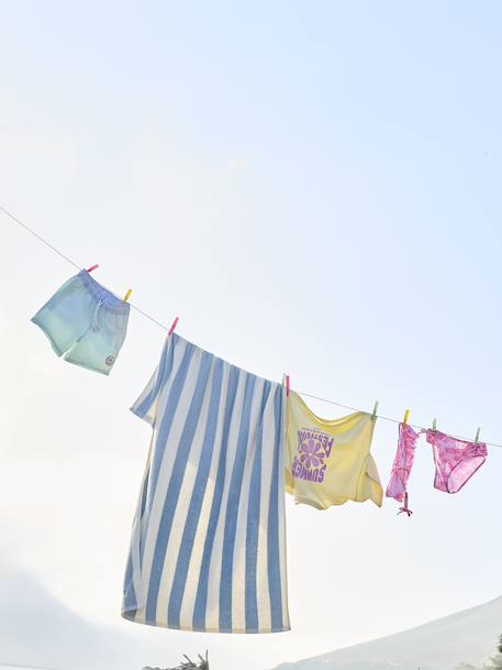 Striped Bath Towel with Recycled Cotton, Transat striped blue+striped pink+striped yellow - vertbaudet enfant 
