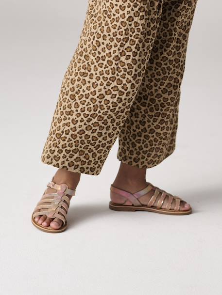 Multi-Strap Leather Sandals for Girls, Designed for Autonomy 6510+caramel+multicoloured - vertbaudet enfant 