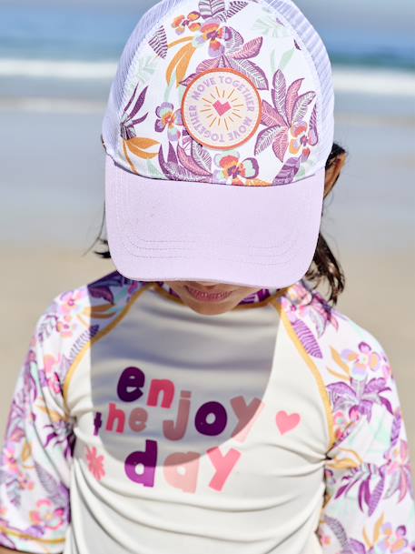 Cap with Mesh on the Back, for Girls lilac - vertbaudet enfant 