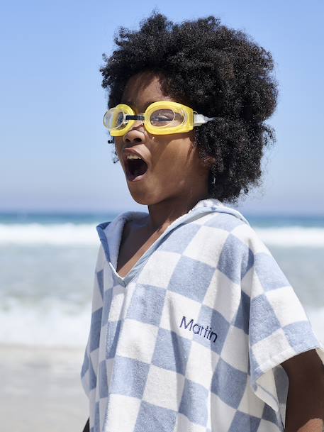 Poncho de bain / plage enfant personnalisable, avec coton recyclé carreaux bleu+lilas+menthe - vertbaudet enfant 