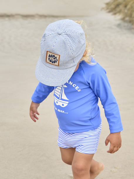 'Happy Youpi' Cap for Babies striped blue - vertbaudet enfant 
