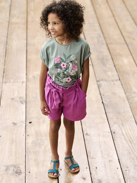 Leather Sandals for Girls, Designed for Autonomy 6467+brown+printed brown+turquoise - vertbaudet enfant 