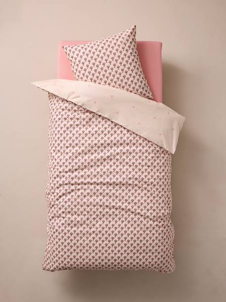 Duvet Cover + Pillowcase Set, with Recycled Cotton, ARIZONA DREAM printed white - vertbaudet enfant 