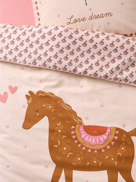 Duvet Cover + Pillowcase Set, with Recycled Cotton, ARIZONA DREAM printed white - vertbaudet enfant 