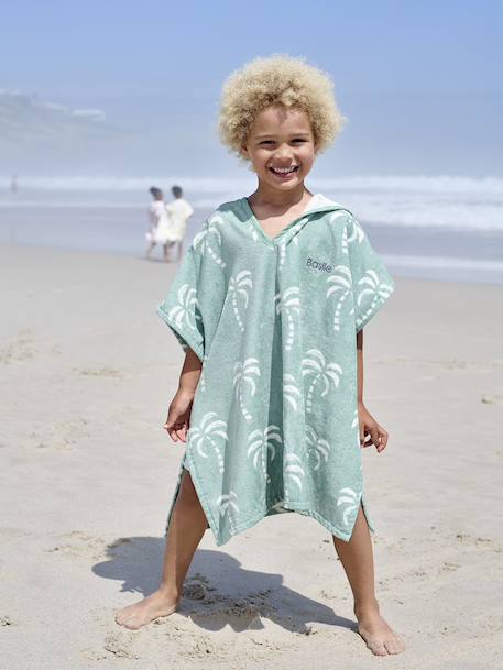 Poncho de bain / plage enfant personnalisable, avec coton recyclé carreaux bleu+lilas+menthe - vertbaudet enfant 