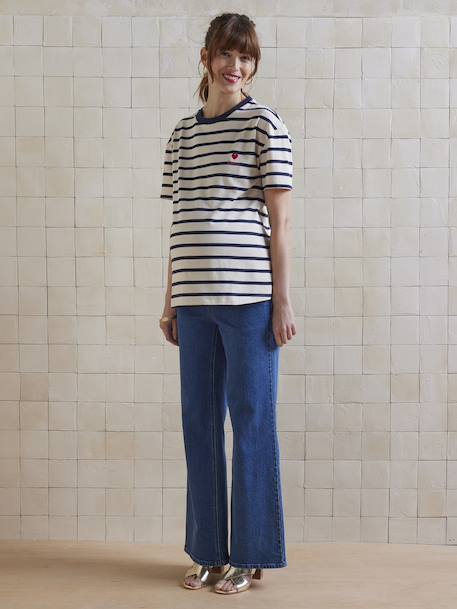 Striped Organic Cotton* T-Shirt for Maternity striped navy blue - vertbaudet enfant 