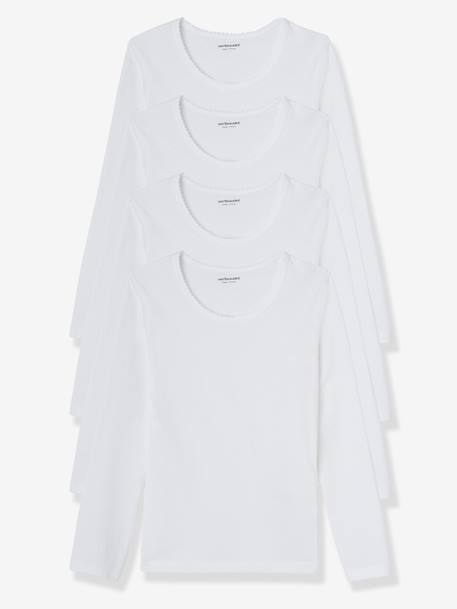 Girls' Pack of 4 Long-Sleeved T-Shirts White - vertbaudet enfant 