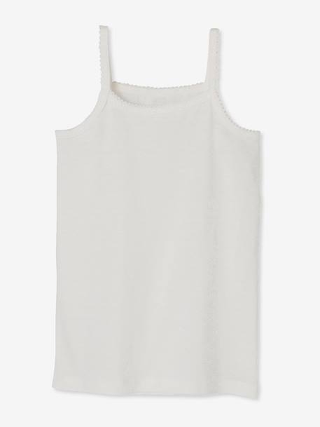 Pack of 4 Girls' Vest Tops White - vertbaudet enfant 