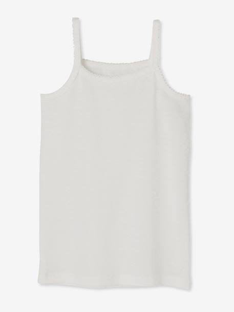 Pack of 4 Girls' Vest Tops White - vertbaudet enfant 
