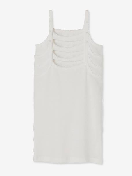 Pack of 4 Girls' Vest Tops White - vertbaudet enfant 