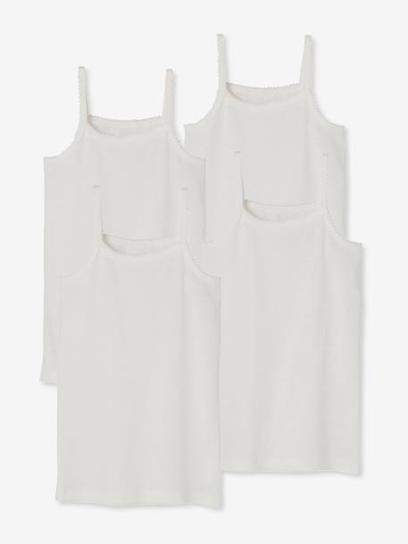 Pack of 4 Girls' Vest Tops White - vertbaudet enfant 
