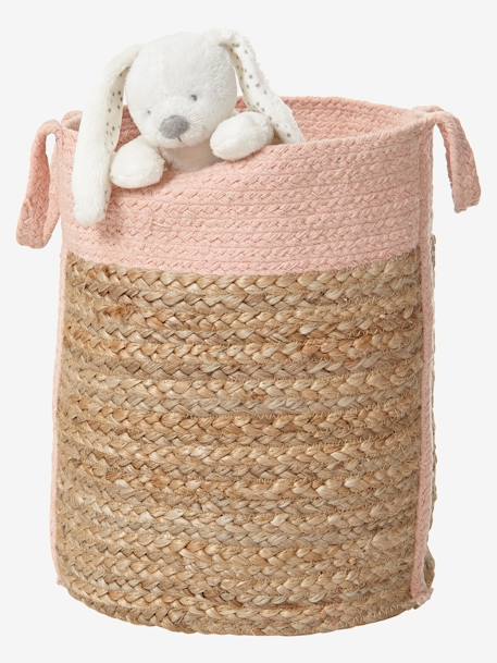 Panier de rangement en jute bicolore OSIER/ROSE - vertbaudet enfant 