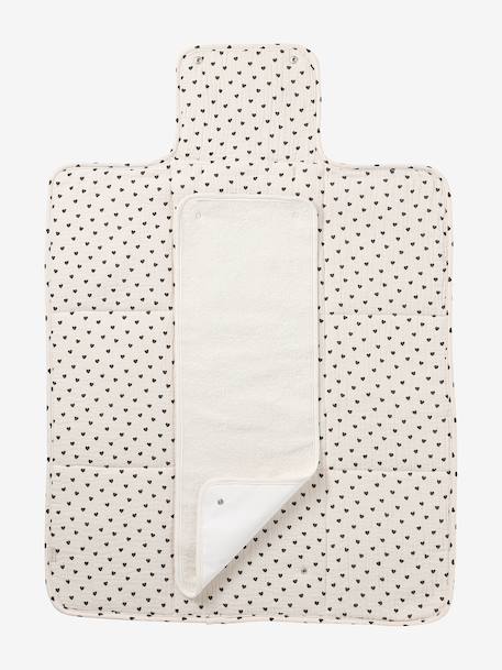 Travel changing mat beige+printed pink - vertbaudet enfant 