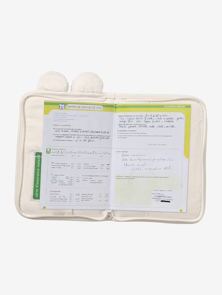 Medical Records Cover in Sherpa, Teddy Bear beige+pecan nut+printed pink - vertbaudet enfant 