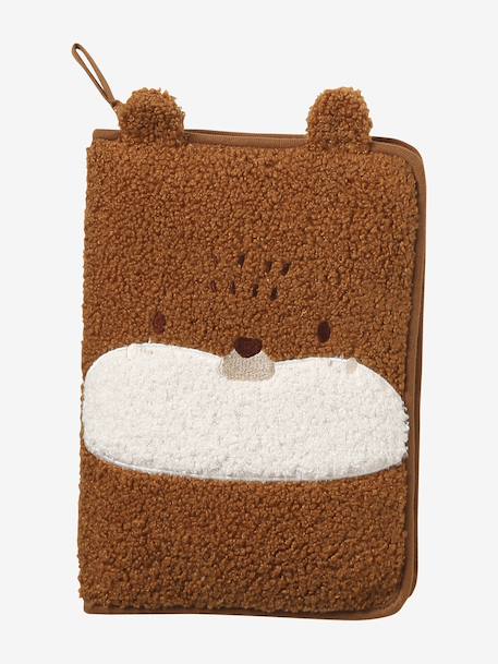 Medical Records Cover in Sherpa, Teddy Bear beige+pecan nut+printed pink - vertbaudet enfant 