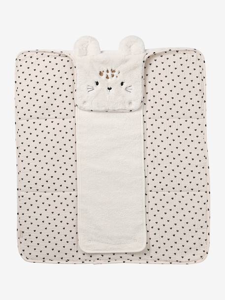 Travel changing mat beige+printed pink - vertbaudet enfant 