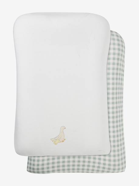Pack of 2 Changing Mattress Covers, GOOSE chequered green - vertbaudet enfant 