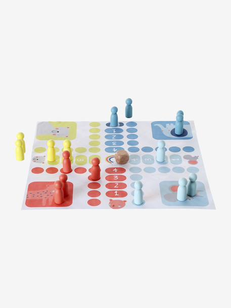 Wooden FSC® travel game of goose and ludo multicoloured - vertbaudet enfant 