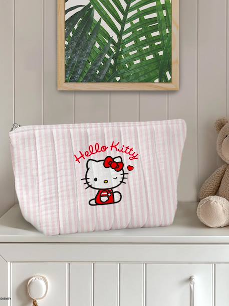 Striped Wash Bag, HELLO KITTY striped pink - vertbaudet enfant 