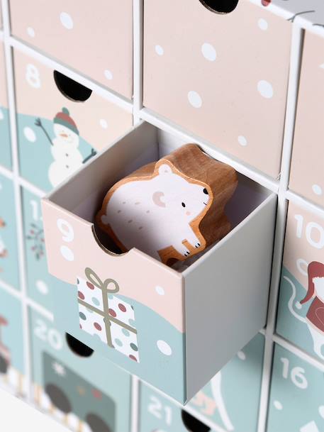 Calendrier de l'Avent avec jouets en bois FSC® bleu+bois+écru+rouge+vert - vertbaudet enfant 