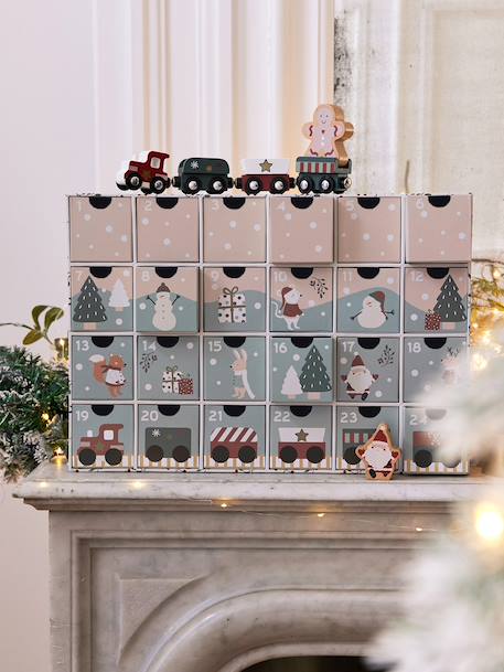 Calendrier de l'Avent avec jouets en bois FSC® bleu+bois+écru+rouge+vert - vertbaudet enfant 