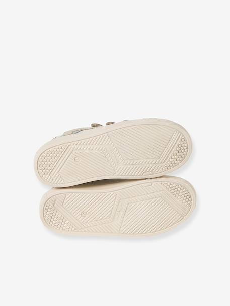 Trainers with Leather Hook-&-Loop Straps for Children ecru+printed white+set white - vertbaudet enfant 