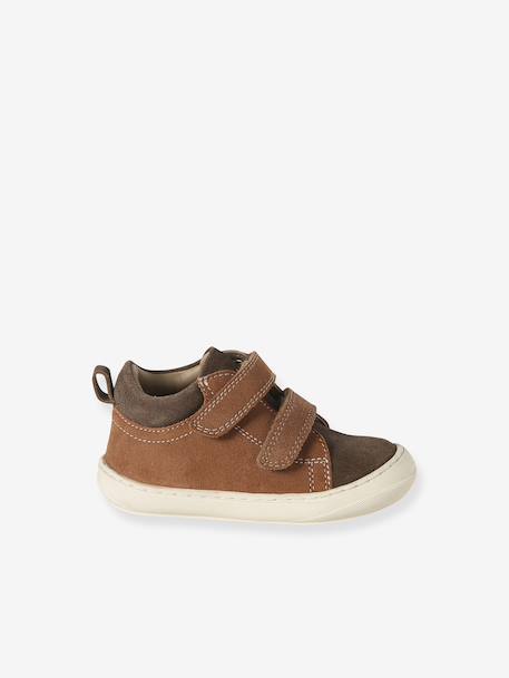 Pair of Soft Leather Boots for Babies, Designed for First Steps beige+blue+brown+chocolate+electric blue+green+ochre+sage green+set beige+set brown+set green - vertbaudet enfant 