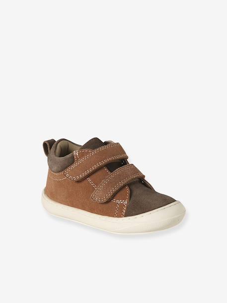 Pair of Soft Leather Boots for Babies, Designed for First Steps beige+blue+brown+chocolate+electric blue+green+ochre+sage green+set beige+set brown+set green - vertbaudet enfant 