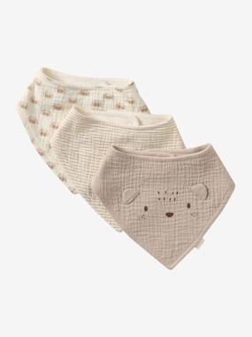 -Lot 3 bavoirs bandanas en gaze de coton