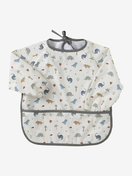 Bavoir tablier manches longues blanc imprimé+écru+imprimé végétal+multicolore+renard+rose poudré - vertbaudet enfant 