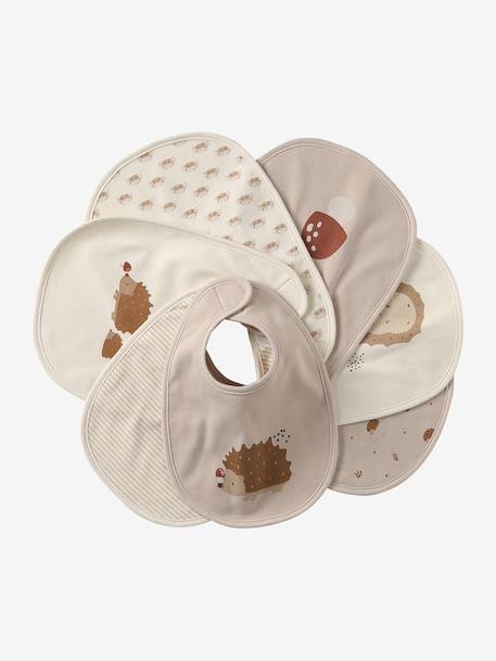 Vertbaudet Pack of 7 Newborn Bibs aqua green+cappuccino+chequered green+Light Green/Print+White - vertbaudet enfant 