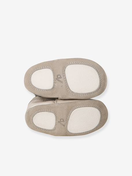 Elasticated, Soft Leather Slip-Ons for Babies pale pink+printed beige - vertbaudet enfant 