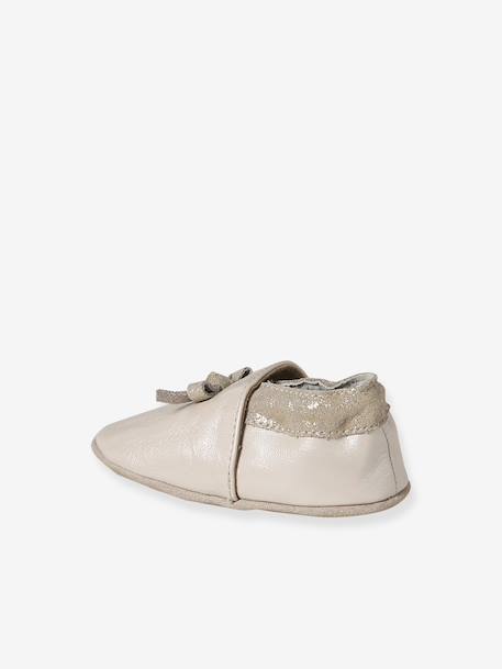 Elasticated, Soft Leather Slip-Ons for Babies pale pink+printed beige - vertbaudet enfant 