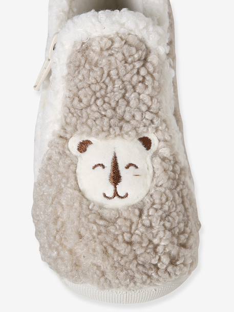 Chaussons textile moutonné bébé fabriqués en France beige - vertbaudet enfant 