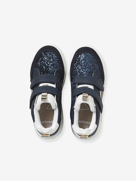 High-Top Hook-&-Loop Trainers for Children navy blue+set pink - vertbaudet enfant 