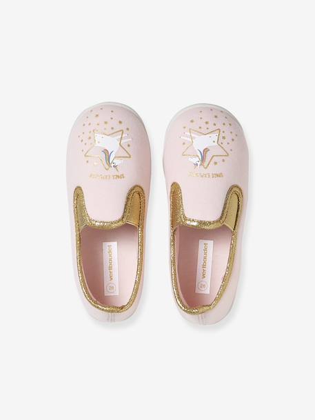 Elasticated Canvas Slippers for Children pale pink+printed pink+rose - vertbaudet enfant 