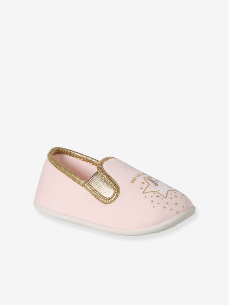 Chausson fille textile élastique rose+rose imprimé+rose pâle - vertbaudet enfant 