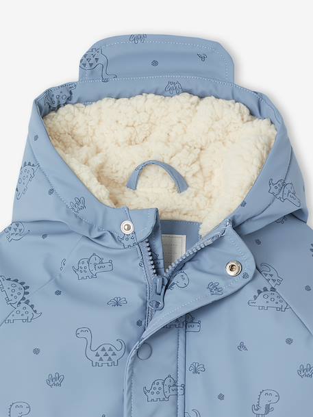 Ciré bébé à capuche doublé en sherpa bleu grisé+olive - vertbaudet enfant 