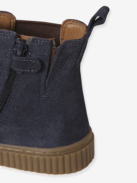 Boots fille cuir zippées et élastiquées beige+camel+marine - vertbaudet enfant 