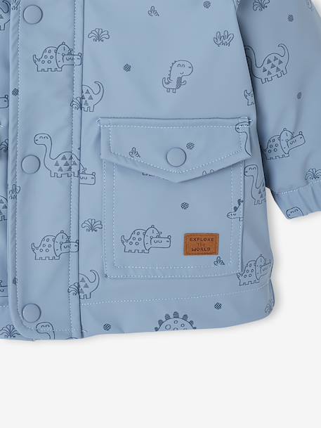 Ciré bébé à capuche doublé en sherpa bleu grisé+olive - vertbaudet enfant 