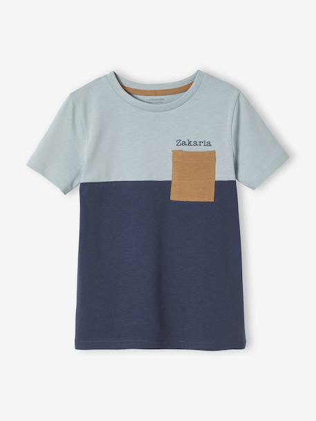 Colourblock T-Shirt for Boys BLUE MEDIUM SOLID WITH DESIGN+English green+mint green+ORANGE MEDIUM SOLID WITH DESIG - vertbaudet enfant 