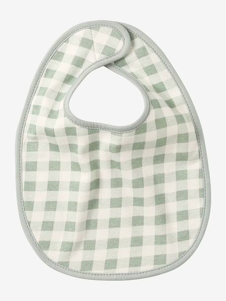 Vertbaudet Pack of 7 Newborn Bibs aqua green+cappuccino+chequered green+Light Green/Print+White - vertbaudet enfant 